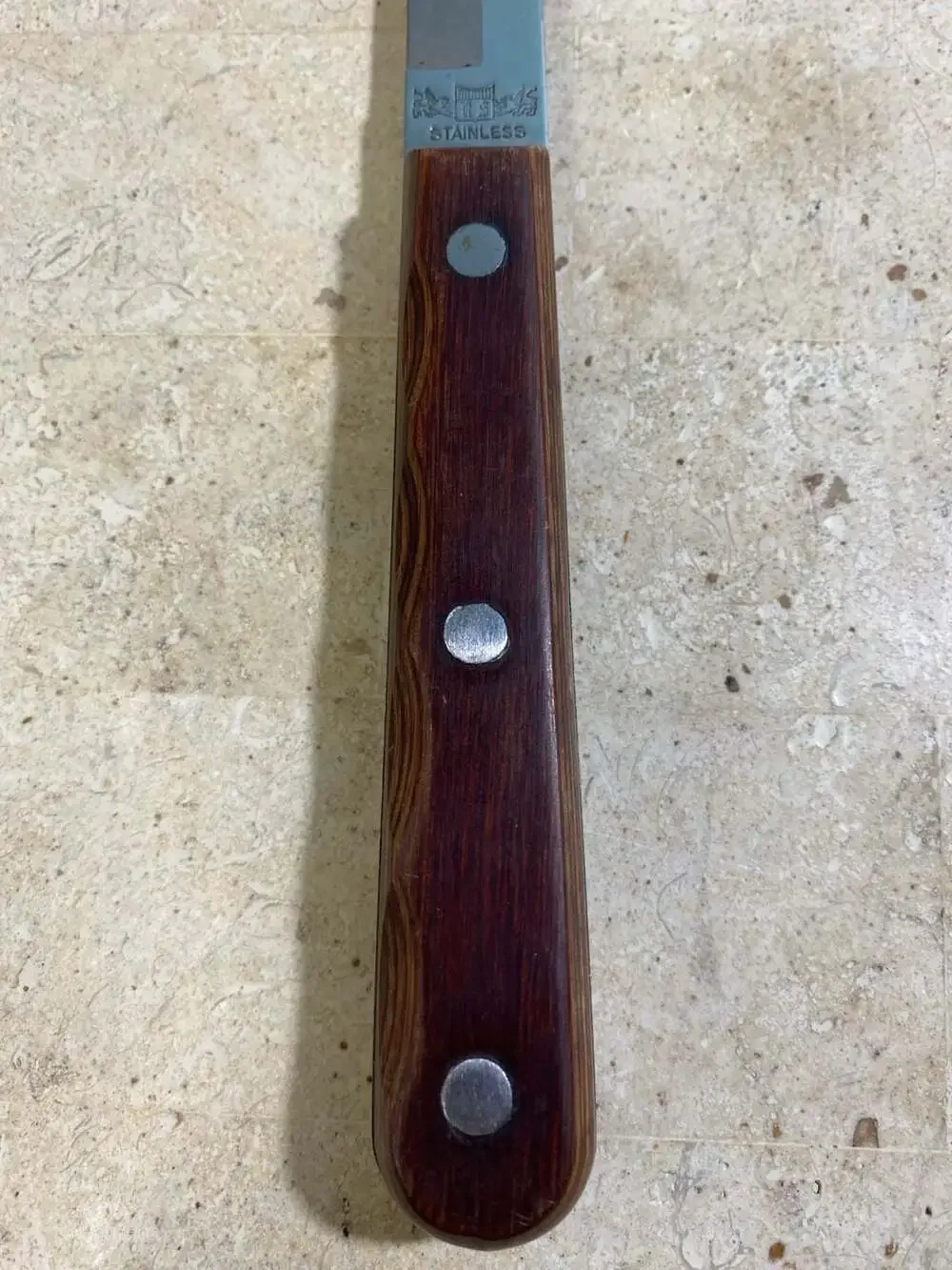 Vintage Stainless Steel Slicing Knife Made in Japan Wood Handle